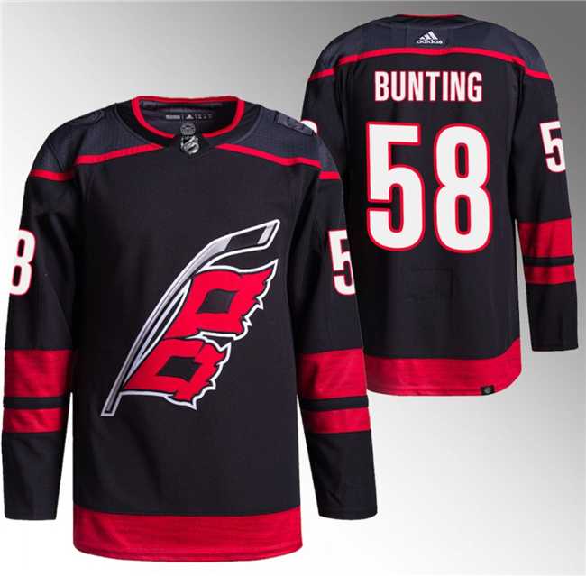 Men%27s Carolina Hurricanes #58 Michael Bunting Black Stitched Jersey